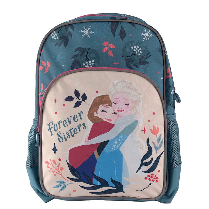 Ghiozdan Frozen, cls 0, compartiment spatios, buzunar frontal cu fermoar, 38 cm, albastru - imagine 3